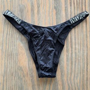 NWT Victoria's Secret Very Sexy Satin Zebra Bling Rhinestone Strap Brazilian M